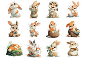 Cute Baby Rabbit Clipart, an Illustration by DreamArtGraphic (Thumbnail 3 of 4)