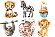 Cute Safari Clipart PNG, an Illustration by SinaCreation (Thumbnail 3 of 4)