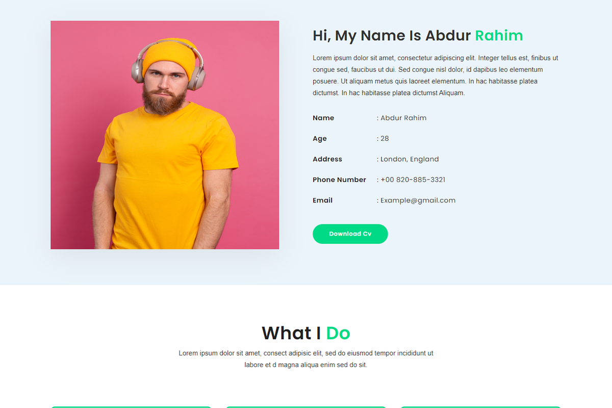 Rahim - Personal Portfolio HTML, a Bootstrap Template by Themeplaza (Photo 2 of 7)