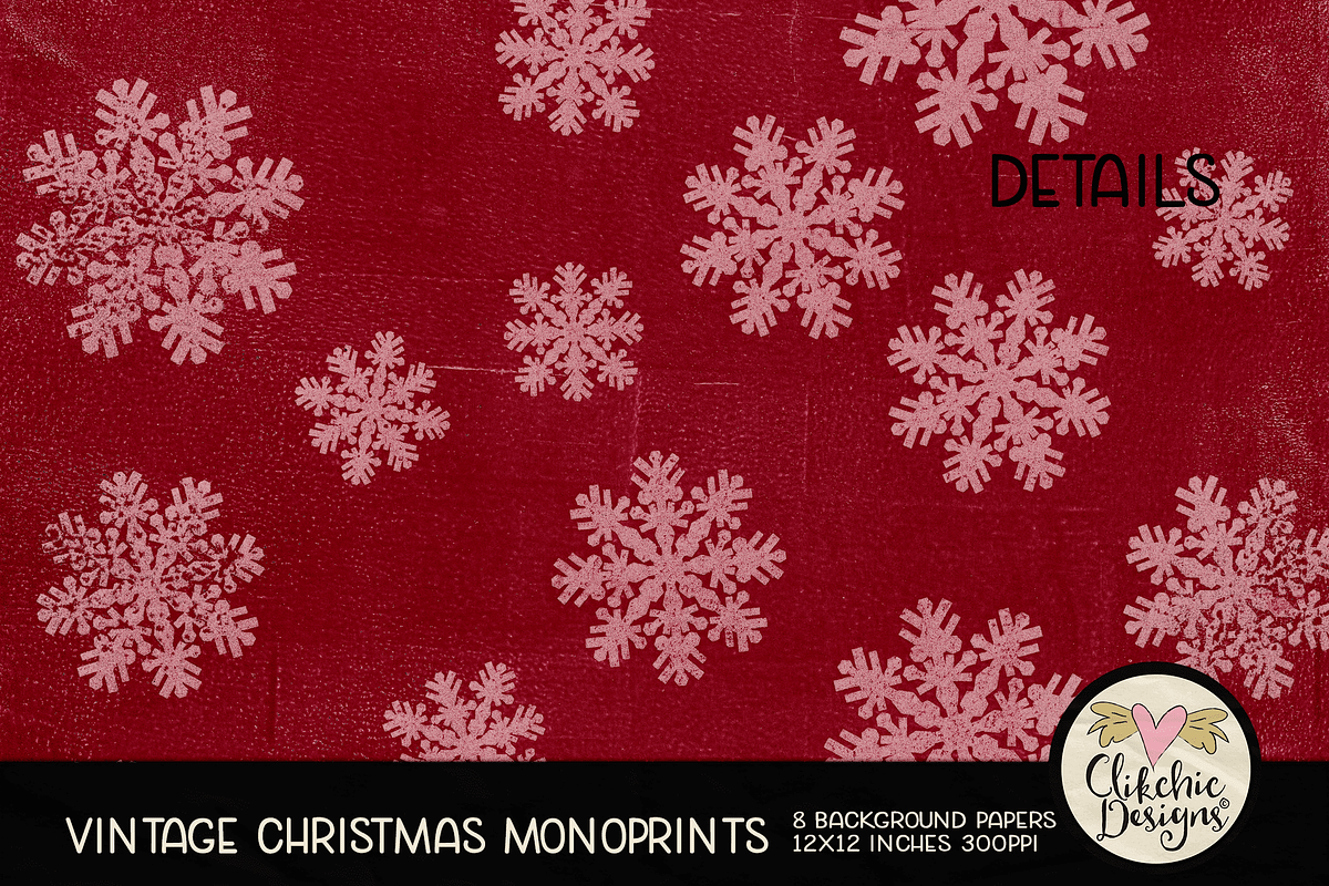 Vintage Christmas Monoprint Papers, a Texture Graphic by Clikchic Designs (Photo 3 of 6)