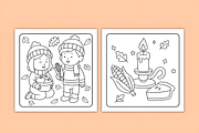 Thanksgiving Simple Coloring Pages, a Seasonal Illustration by Coco Bloom (Thumbnail 2 of 4)