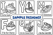Boat & Ship ABC Coloring Book, an Education Illustration by Craftsbeefy (Thumbnail 2 of 4)