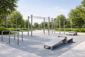 Outdoor fitness equipment in sunny p, a Photo by Dvoevnore photos