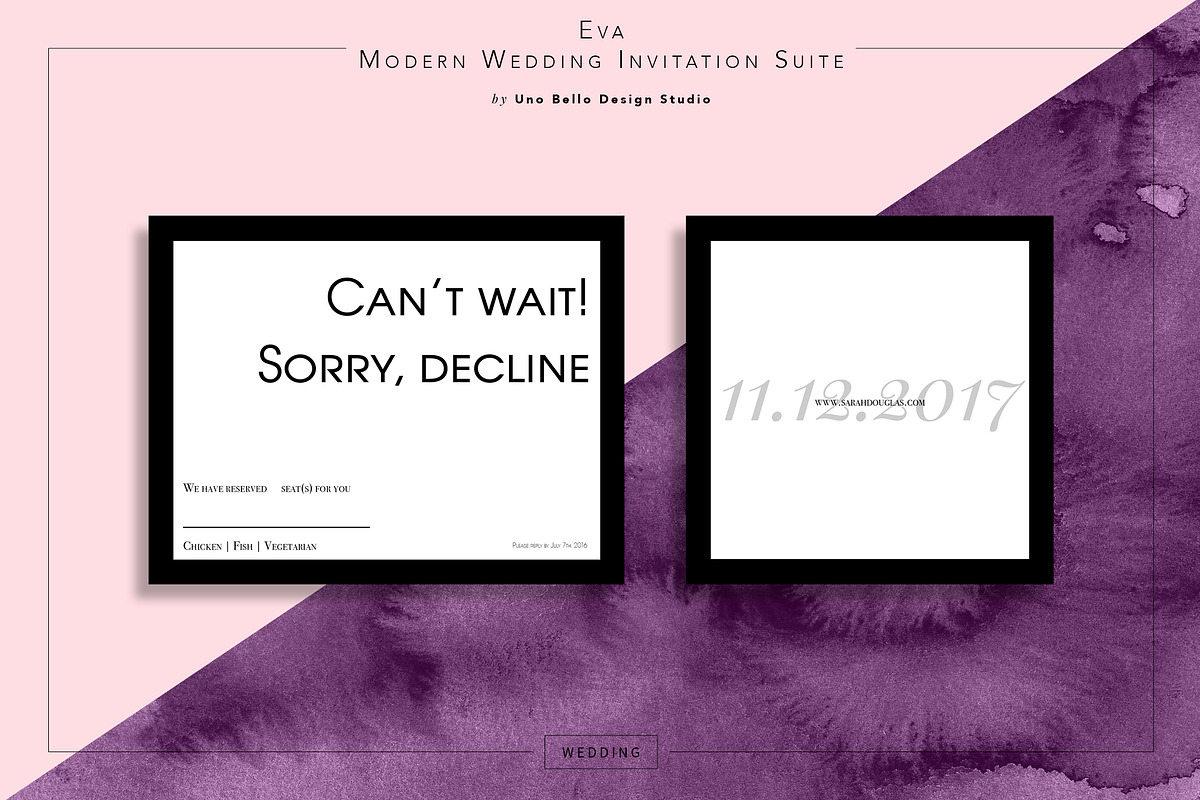 Eva Modern Wedding Stationery, an Invitation Template by Uno Bello Design Studio (Photo 3 of 5)