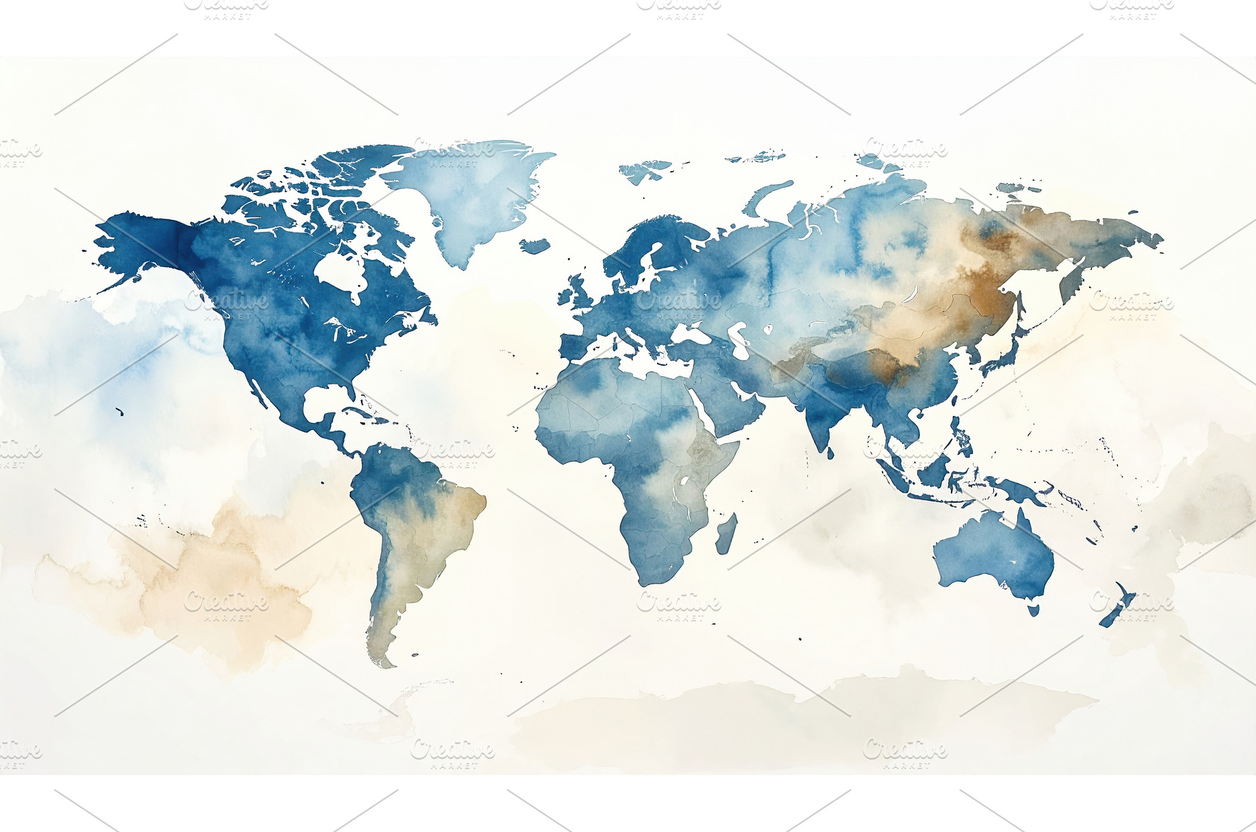 World map in watercolor blue and, an Abstract Photo by Igor Tichonow