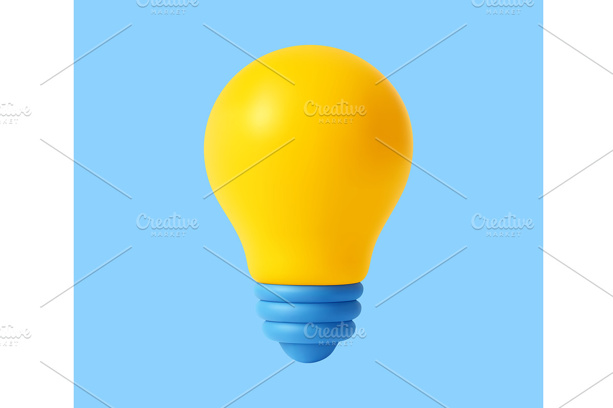 3d light bulb icon,, an Illustration by ModVector