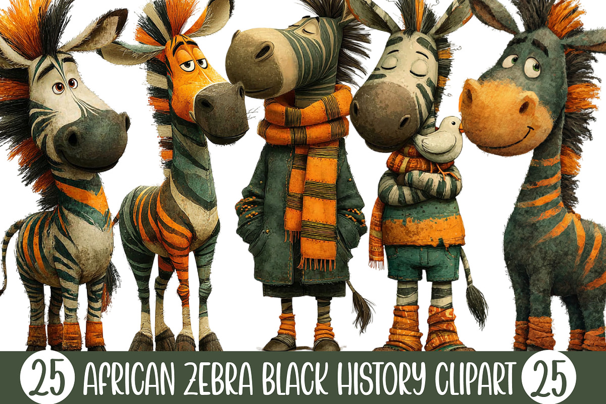 African Zebra Black History Clipart, an Illustration by Designking (Photo 1 of 5)