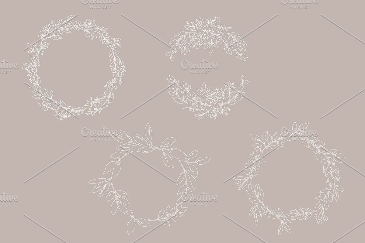 Foliage Doodles - Black, White, Gold, an Object Graphic by OM Creativ (Photo 6 of 8)
