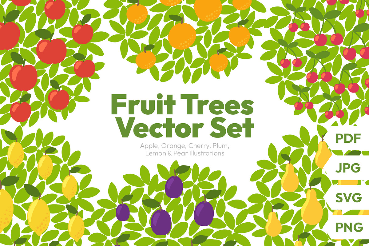 Fruit Trees Vector Set, a Graphic by Ilia Design (Photo 1 of 12)