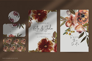 Watercolor Autumn Floral Clipart Set