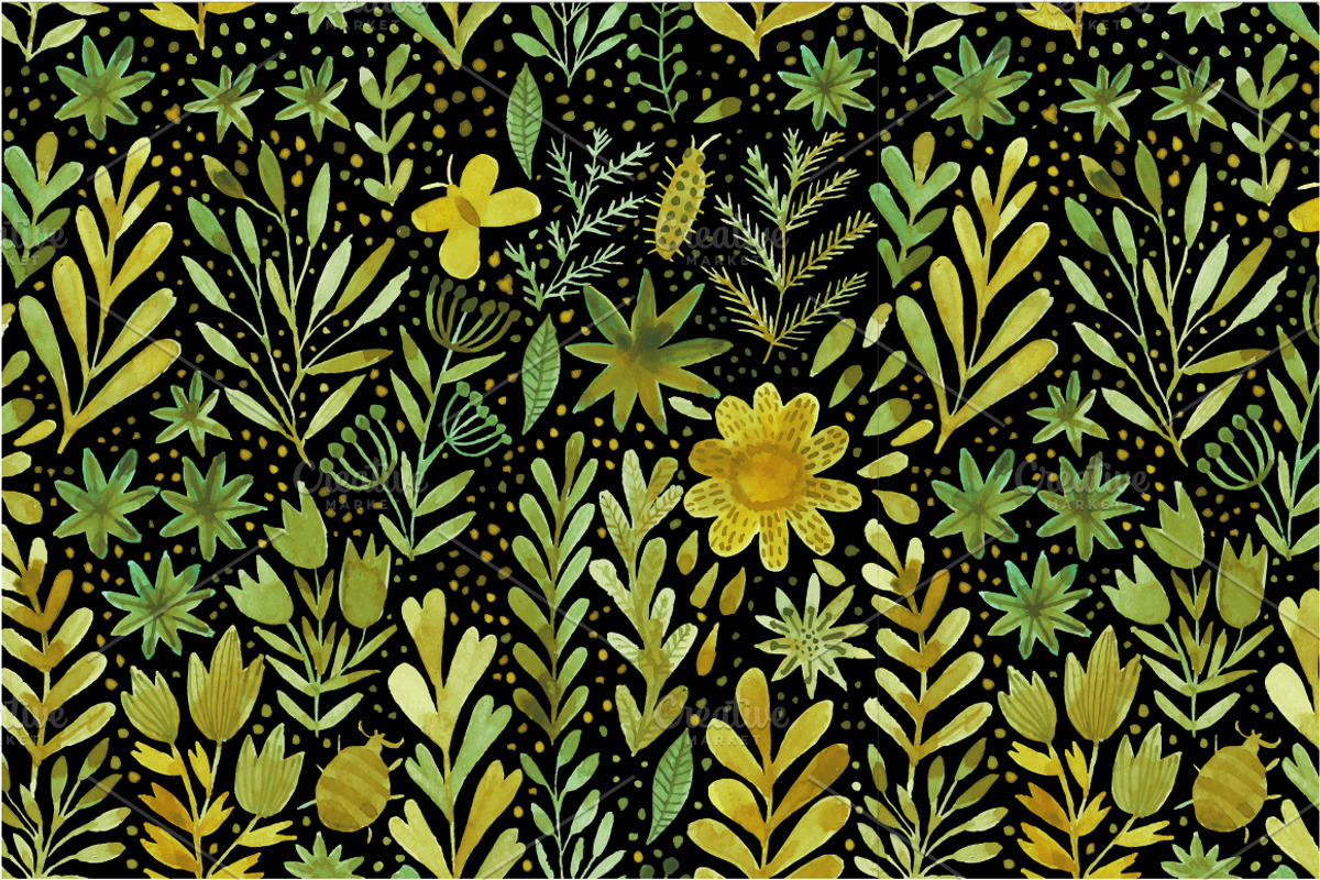 Watercolor floral elements preview 3