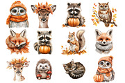 Watercolor Autumn Animals Clipart, an Illustration by SinaCreation (Thumbnail 2 of 5)