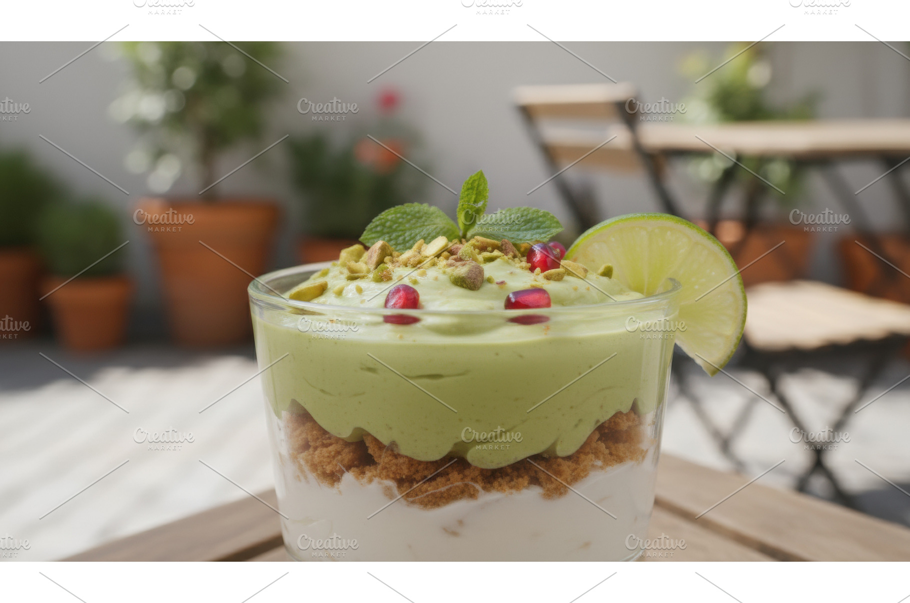 Layered dessert in a glass with, a Food & Drink Photo by Igor Tichonow