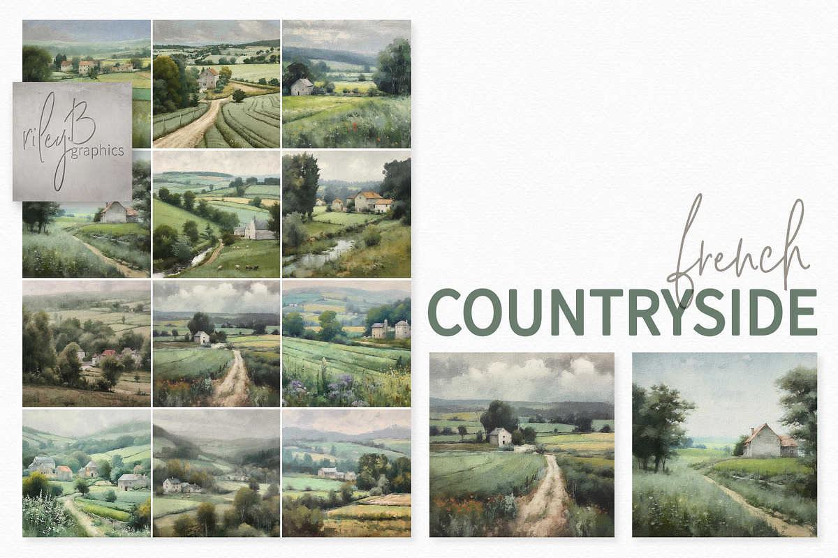 French Countryside Digital Paintings, a Texture Graphic by rileyBgraphics