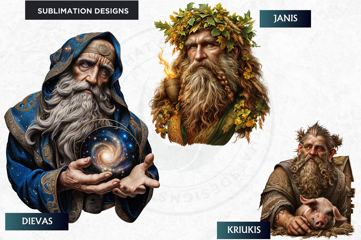 Baltic gods Pantheon clipart Set, a Person Illustration by ThatsDesignArt (Photo 4 of 10)