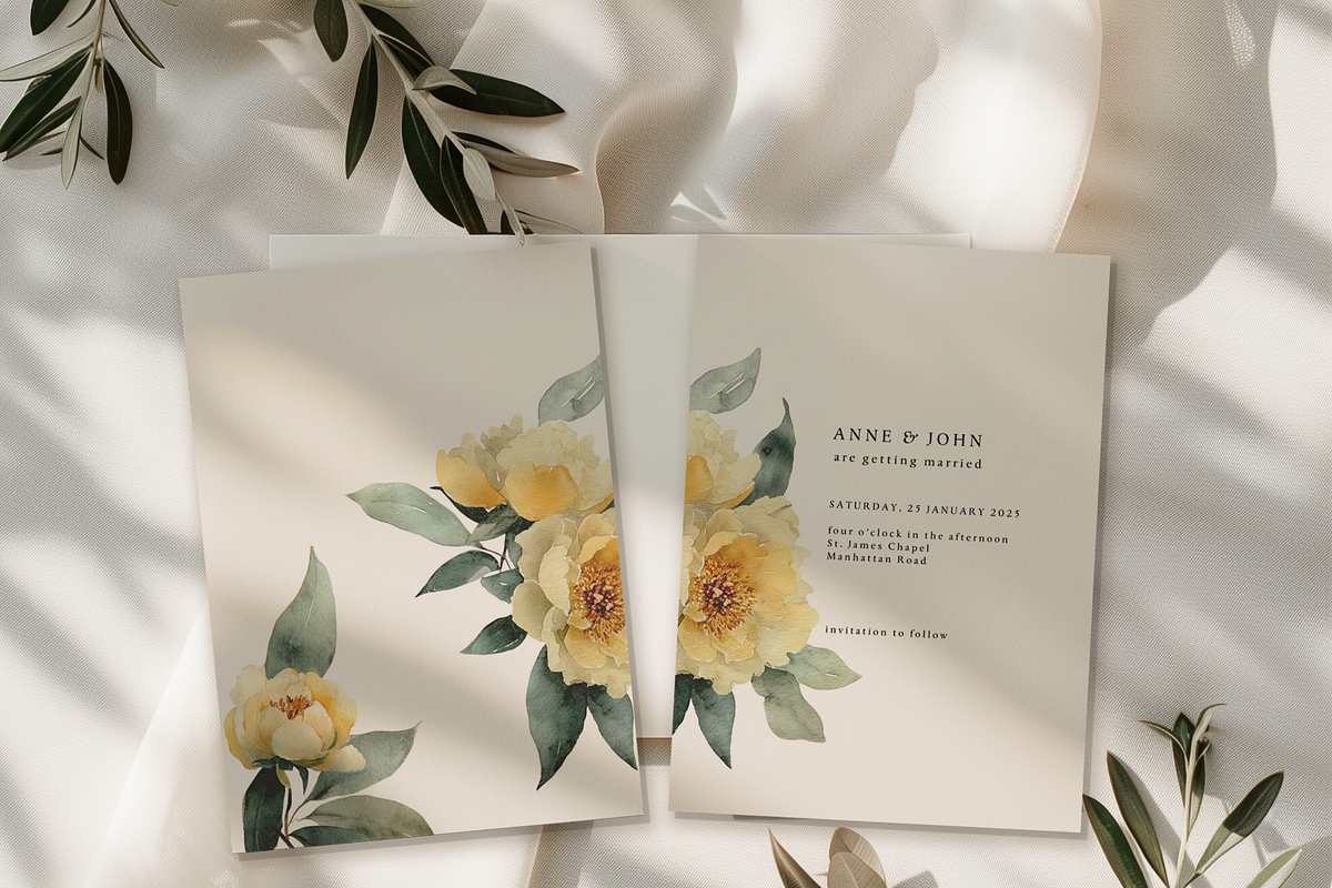 Watercolor Yellow Peony Bouquet, a Decorative Illustration by ThaismotaCreativeCo (Photo 4 of 11)