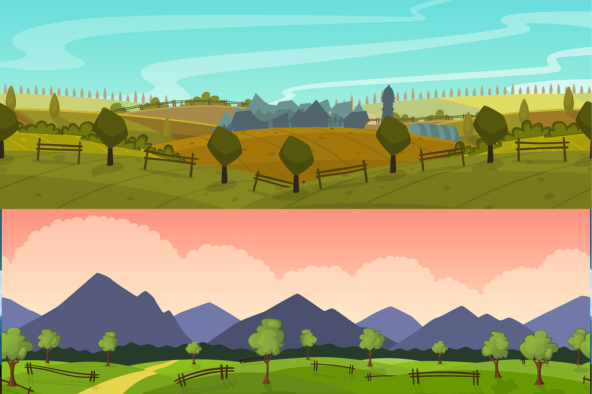 10 seamless cartoon landscapes, an Illustration by SHMEL_Studio (Photo 2 of 5)