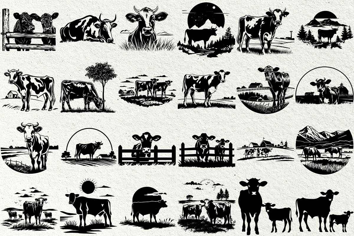 Cow SVG Bundle. Farm scene, an Animal Illustration by DENIDigitalArtSudio (Photo 4 of 8)