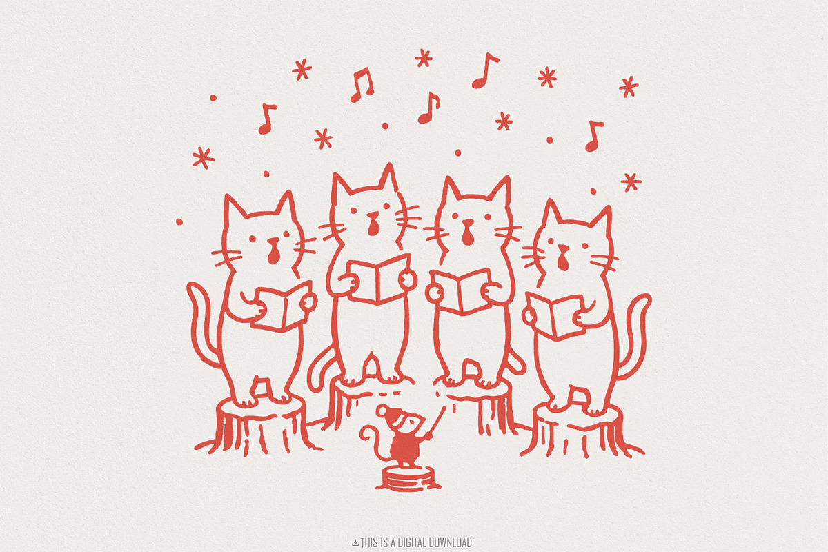 Singing Cat Choir PNG, Whimsical, an Illustration by SharpMarketplace (Photo 1 of 9)