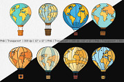 Map Hot Air Balloon Clipart, a Graphic by Artnoy (Thumbnail 3 of 5)