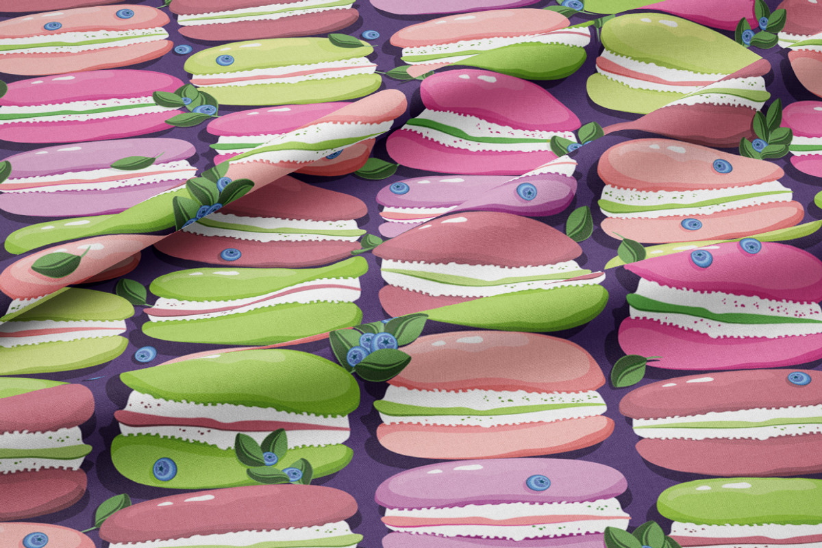 Macaron and blueberry sprigs, a Pattern Graphic by Yummy (Photo 4 of 7)