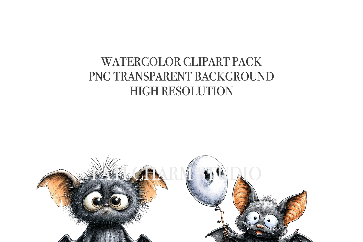 25 Quirky Bat Clipart, an Animal Illustration by Pati Charm Studio (Photo 4 of 8)