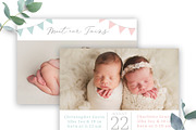 Twin Birth Announcement Template, a Card Template by Sweet Little Muse (Thumbnail 2 of 3)