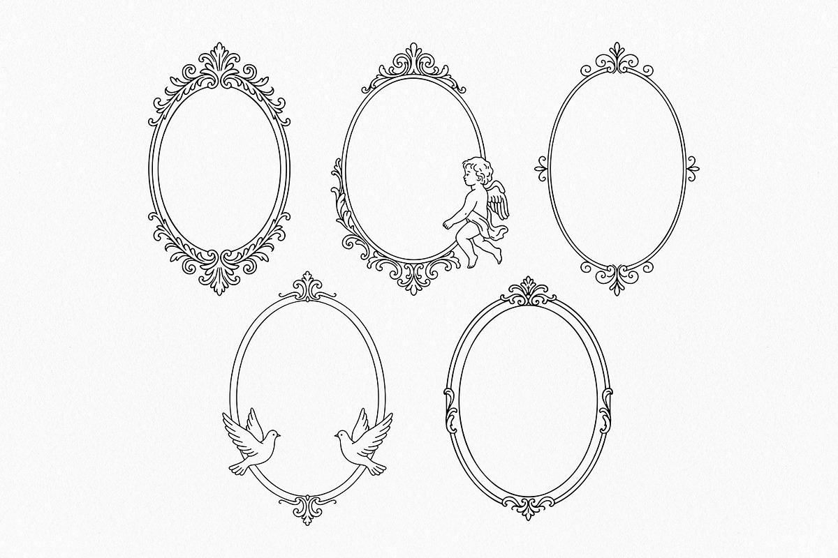 Vintage Frame Bundle, Baroque Border, a Decorative Illustration by Pretty Meerkat (Photo 4 of 7)