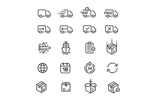 Shipping Icons Set. Delivery Sign.