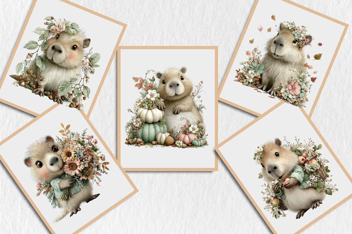 Whimsical Fall Autumn Capybara, a Seasonal Illustration by Rose Art (Photo 5 of 9)
