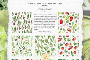 VEGGIE Watercolor Vegetables Pattern