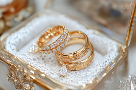 Elegant gold wedding rings displayed, a Photo by Iftikhar Alam