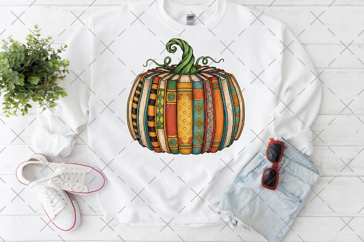 Retro Fall Book Pumpkin Png, an Illustration by Craft Nest (Photo 4 of 6)