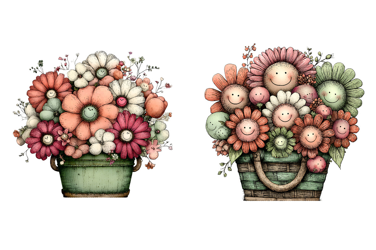 Watercolor spring flower basket PNG, an Illustration by SinaCreation (Photo 8 of 11)