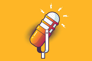 Podcast Microphone, an Illustration by Vector Kitchen by Zoljo