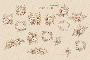 Elegant Rustic Beige Flowers Clipart