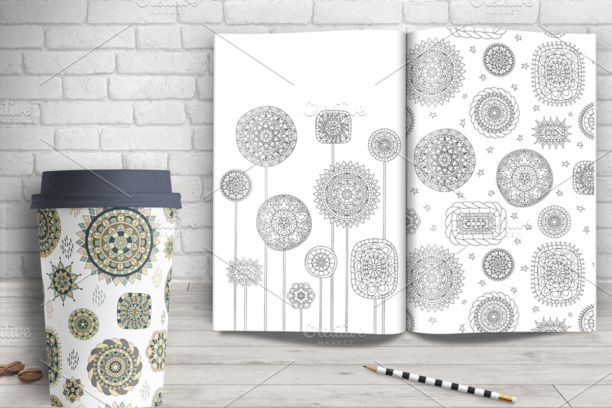 Ethnic Flowers Coloring Book, a Texture Illustration by Dasha_D (Photo 5 of 5)