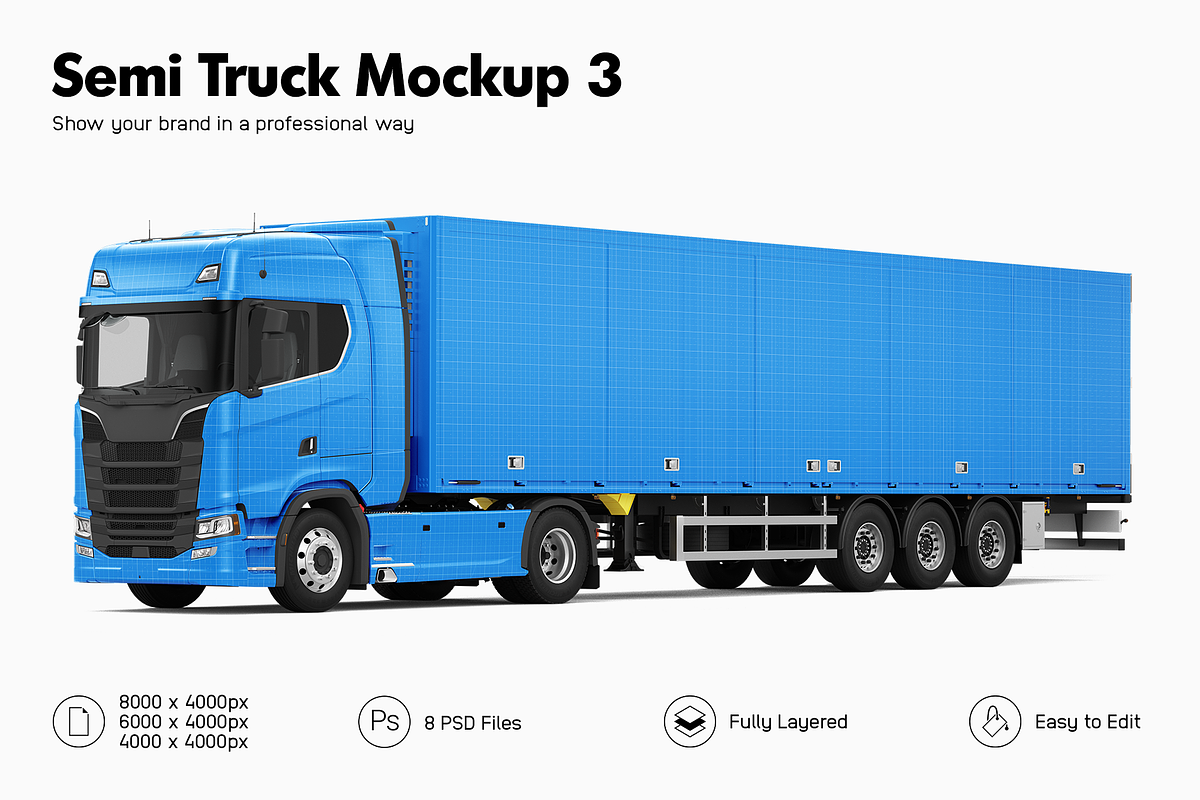 Semi Truck Mockup 3, an Advertising Mockup by Mockupix (Photo 1 of 10)