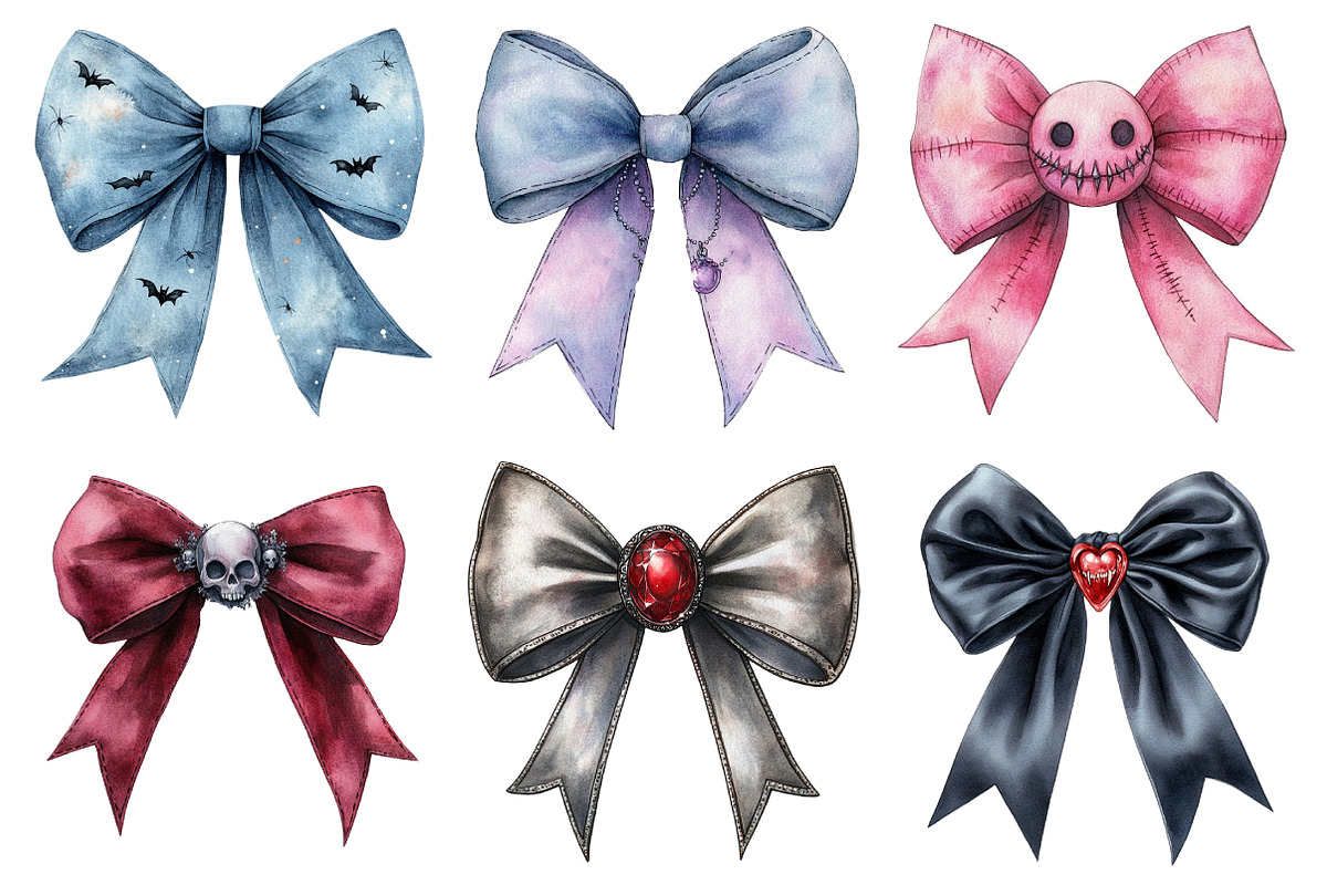 Halloween Coquette Bow Clipart, an Illustration by Daily.Designs (Photo 2 of 5)
