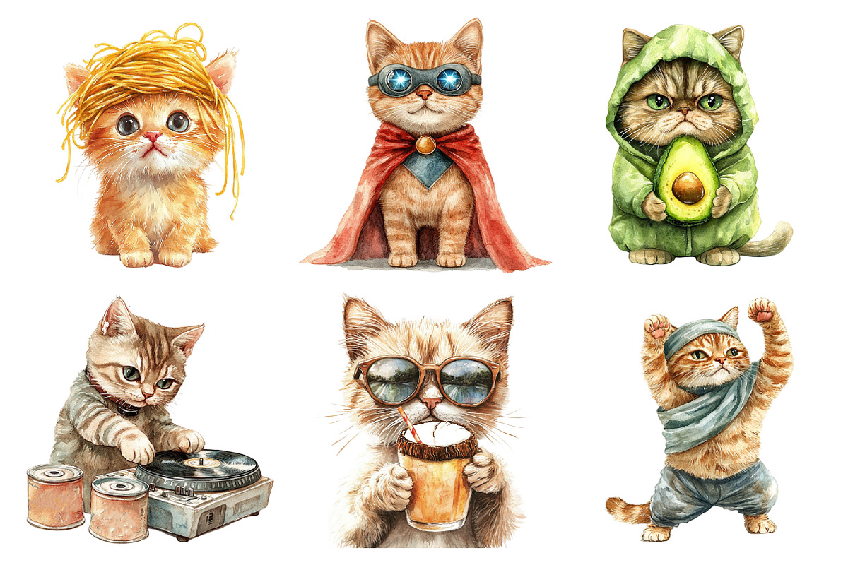 Funny Cat Clipart, Quirky Cat Clipar, an Illustration by Daily.Designs (Photo 5 of 5)