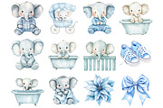 Watercolor Cute Baby Elephant, a Seasonal Illustration by CitraGraphics (Thumbnail 3 of 3)
