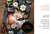Cute Sleeping Fox Illustration, an Animal Illustration by The Dutch Lady Designs (Thumbnail 2 of 4)