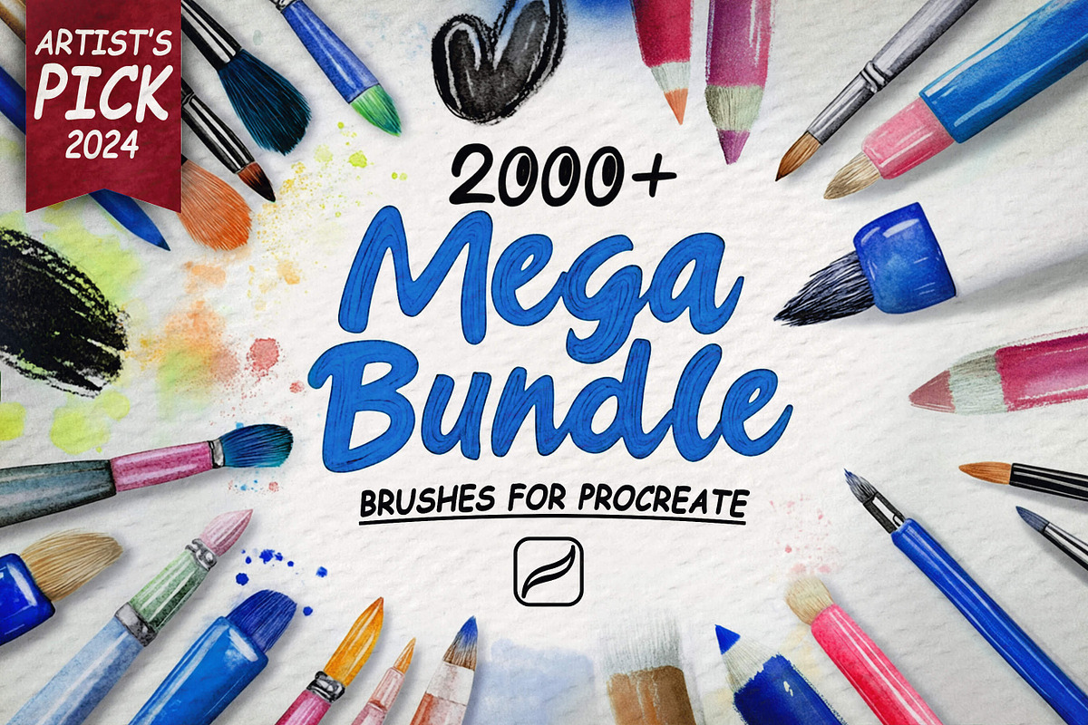 2000+ Mega Bundle Procreate Brushes, a Brush Add-On by BrushArchive (Photo 1 of 9)