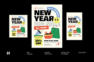 Playful New Year Sale Flyer, a Flyer Template by Neermana
