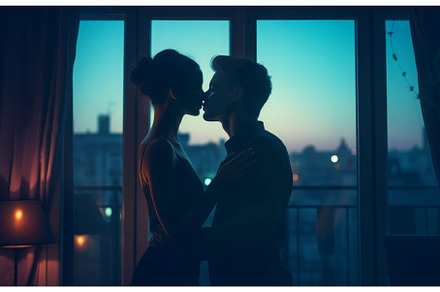 Couple kissing. Generate AI, a Person Illustration by Ylivdesign