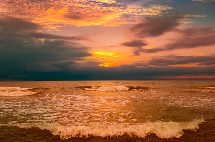 Beautiful colorful sunrise over the sea, a Nature Photo by Serg64