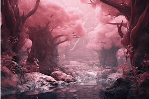 Radiant Pink Magical Blossom Forest