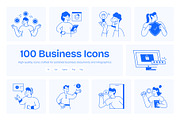 100 Business Icons, an Outline Icon by Vectors Market (Thumbnail 1 of 9)