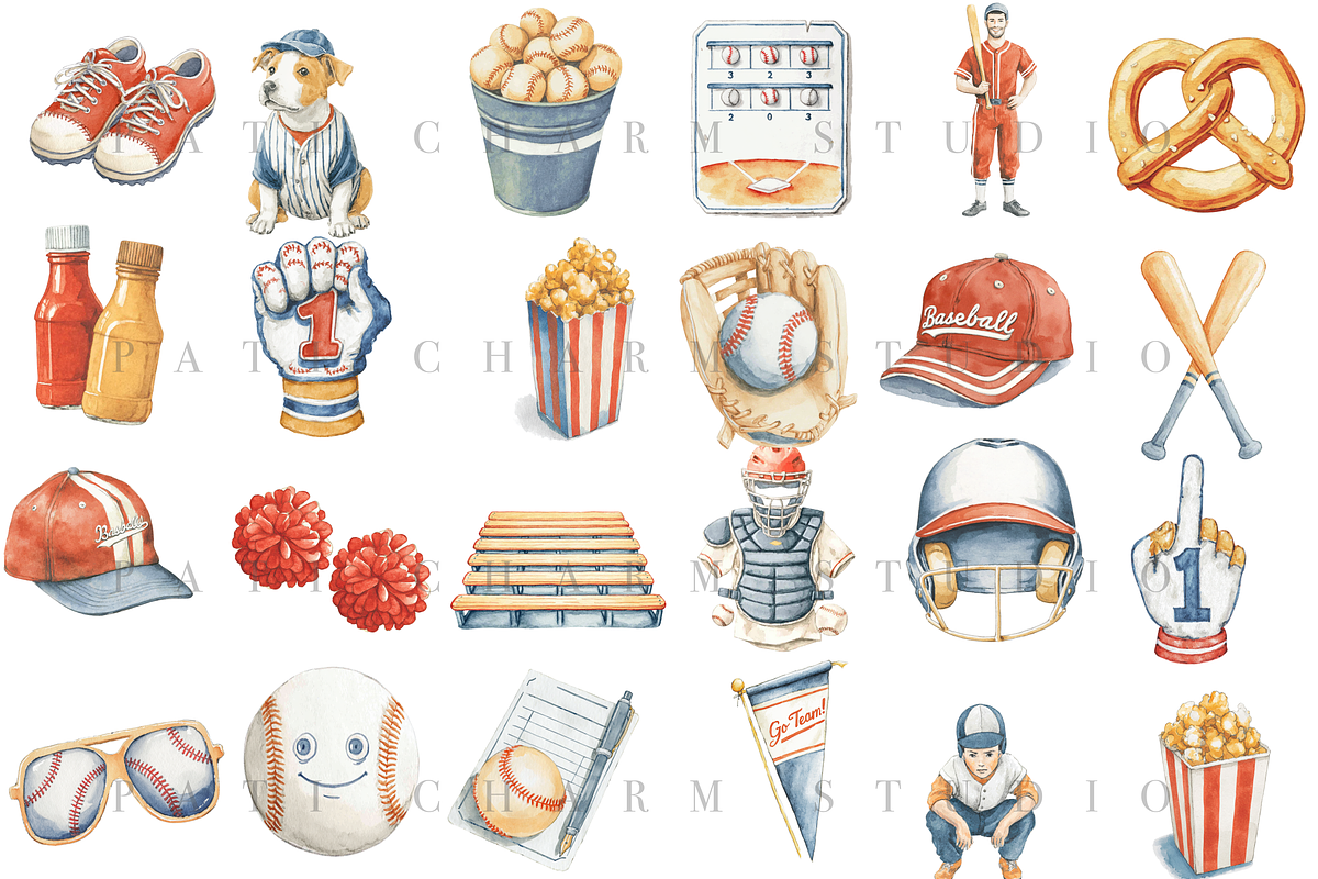 65 Baseball Clipart Bundle, a Sport Illustration by Pati Charm Studio (Photo 3 of 8)