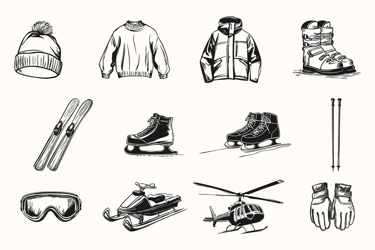 Winter Mountain Ski Resort Set, an Object Graphic by NatalieArtShop (Photo 6 of 12)